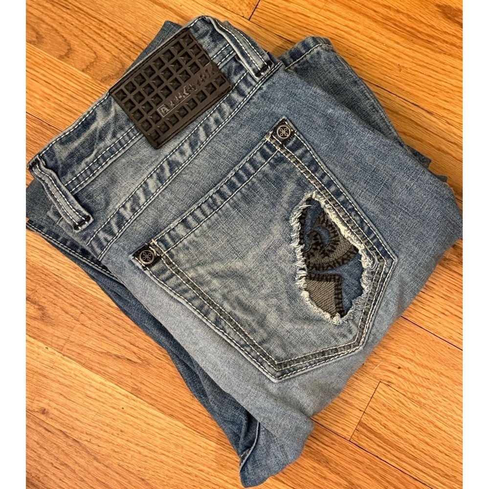 Affliction Cooper Jeans 32x33 Distressed Embroidered Y2K Black Premium #744